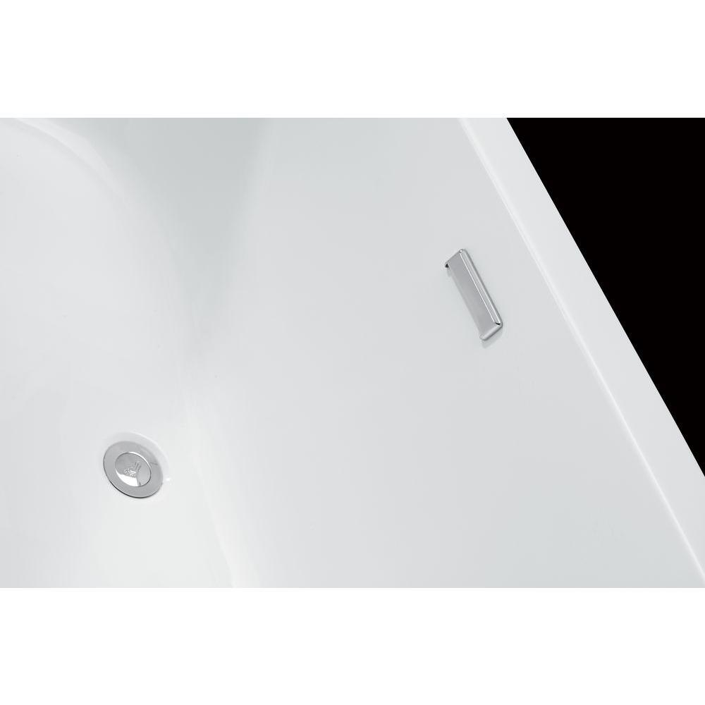 Colton 63 in. Center Drain Freestanding Bathtub in Glossy White - Super Arbor