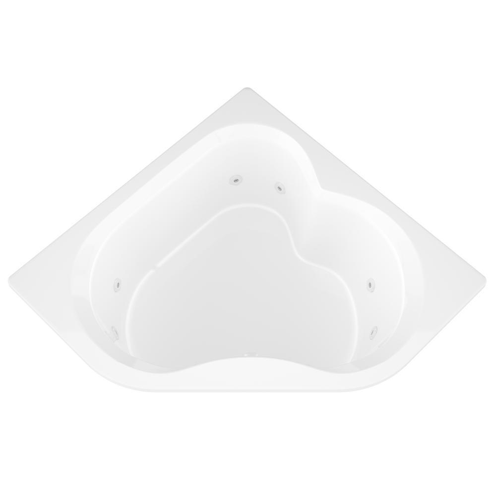 Beryl 5 ft. Acrylic Corner Drop-in Whirlpool Bathtub in White - Super Arbor