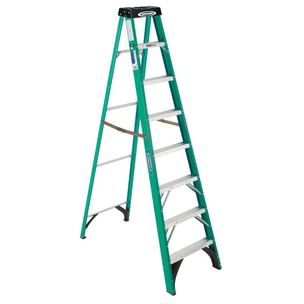 8 ft. Fiberglass Step Ladder with 250 lb. Load Capacity Type I Duty Rating - Super Arbor