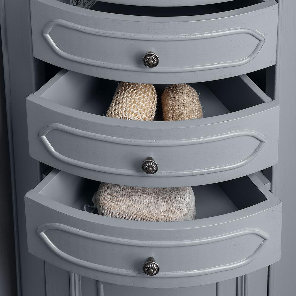Winslow 22 in. W x 14 in. D x 67.5 in. H Single Door Linen Cabinet in Antique Gray - Super Arbor