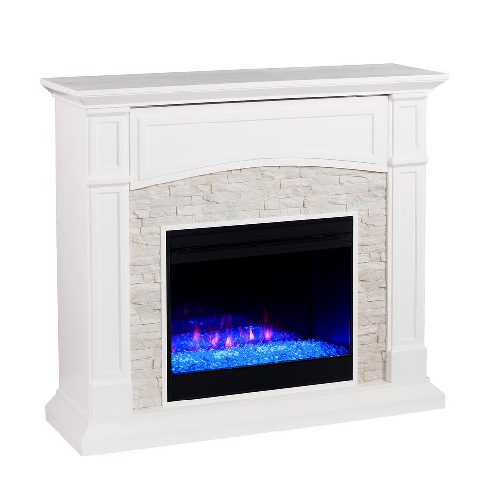 Ernesto Color Changing 46 in. Electric Fireplace in White - Super Arbor