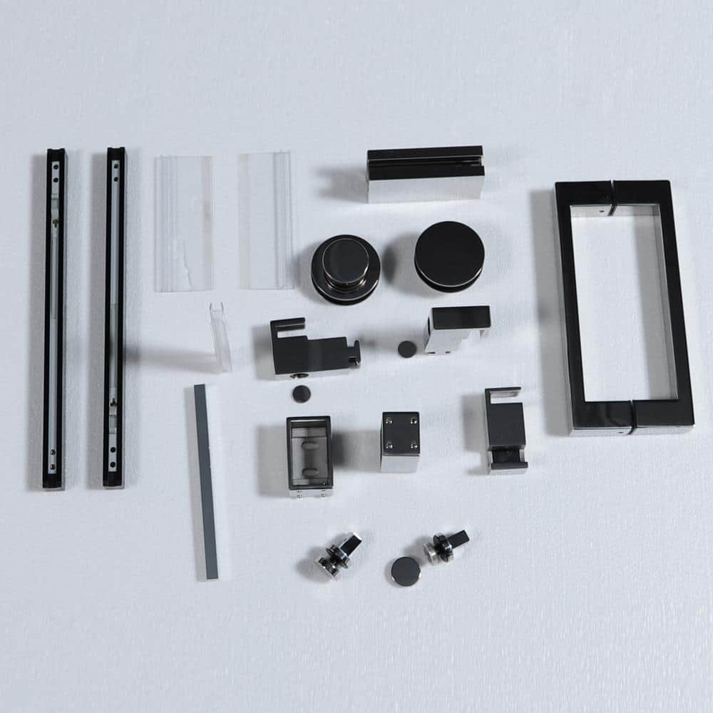 Abruzzo 60 in. W x 76 in. H Frameless Single Sliding Shower Door in Matte Black with Tempered Clear Glass
