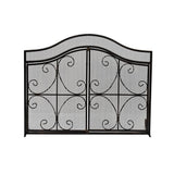 Pendleton Modern Black and Copper Three Panel Iron Fire Screen with Door - Super Arbor