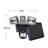 NATURE POWER Triple COB Black Outdoor Solar Motion Activated Security Flood Light with Integrated LED