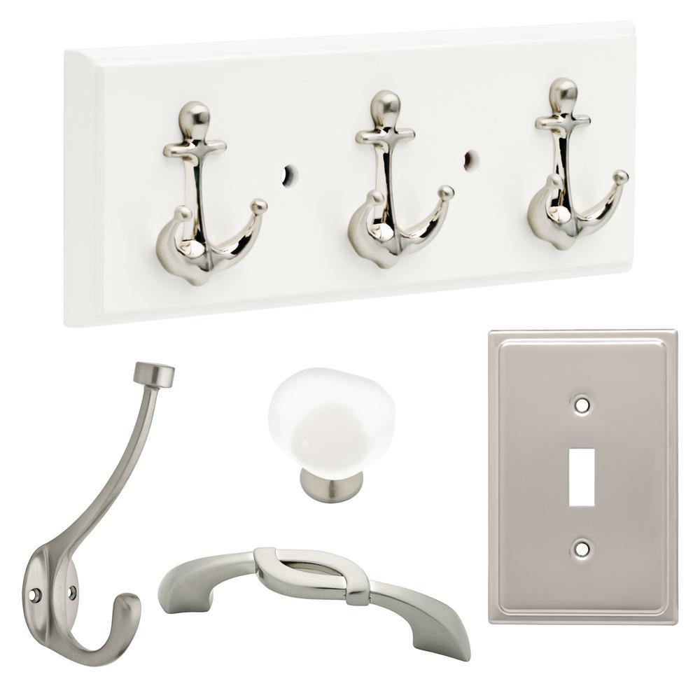 1-1/2 in. (38mm) Satin Nickel and Natural Aqua Sea Glass Cabinet Knob - Super Arbor