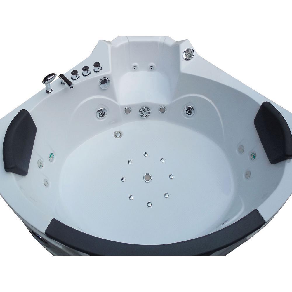 Sant'Angels 59 in. Acrylic Center Drain Corner Alcove Whirlpool Bathtub in White - Super Arbor