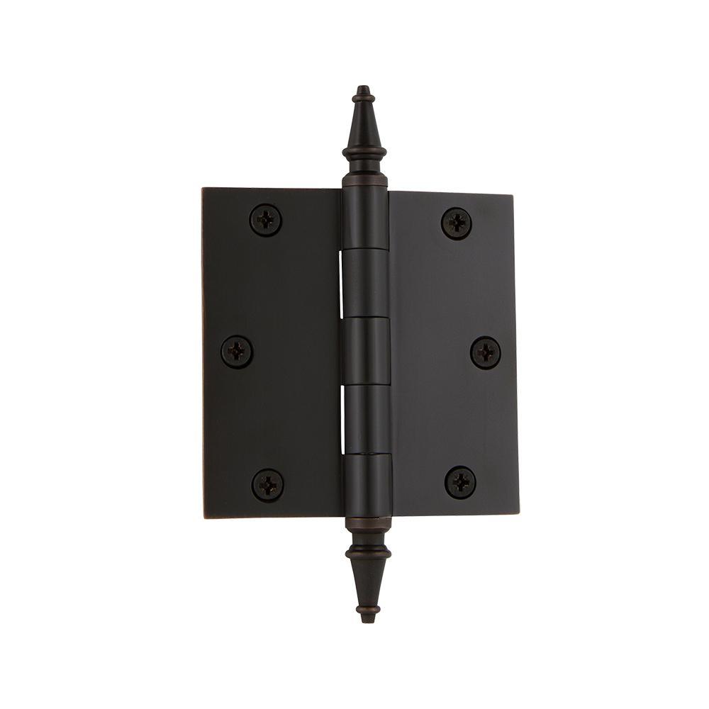 3.5 in. Steeple Tip Residential Hinge with 5/8 in. Radius Corners in Antique Brass - Super Arbor