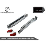 21 in. Full Extension Under Mount Soft Close Ball Bearing Drawer Slide with Rear Bracket Set (6-Pair) - Super Arbor