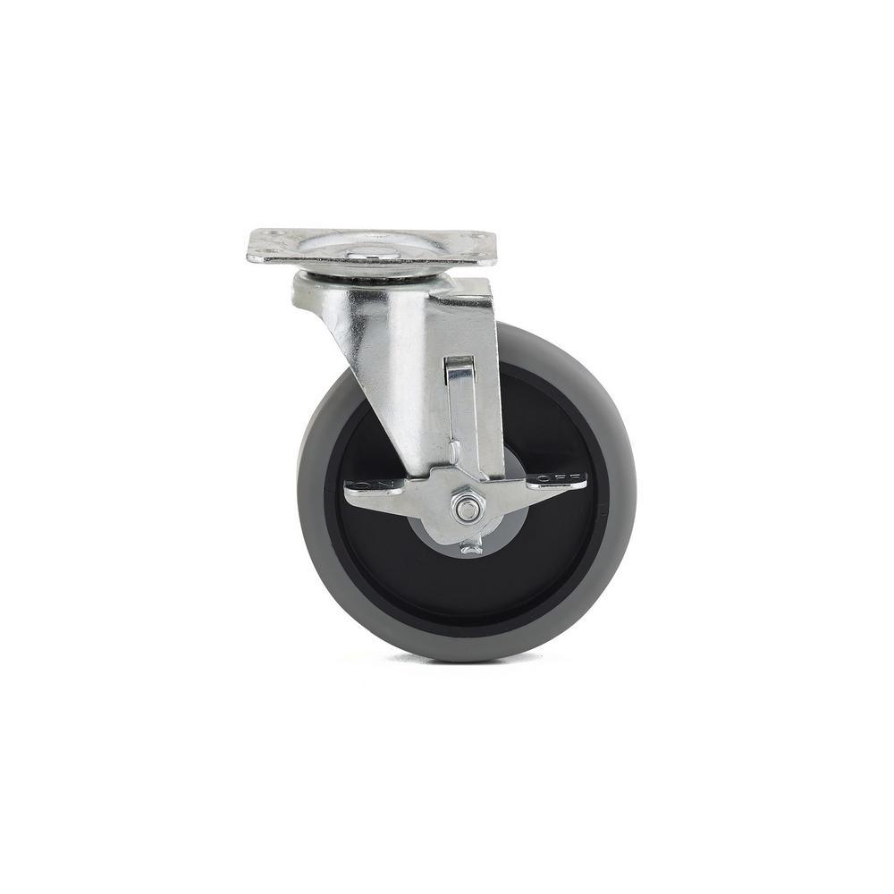 5 in. Gray Swivel with Brake plate Caster, 297.7 lb. Load Rating - Super Arbor