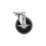 5 in. Gray Swivel with Brake plate Caster, 297.7 lb. Load Rating - Super Arbor
