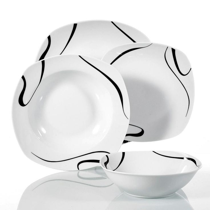 KAYLA Series 24-Piece White Porcelain Pattern Dinnerware Set Plates and Bowls Set (Service for 6)