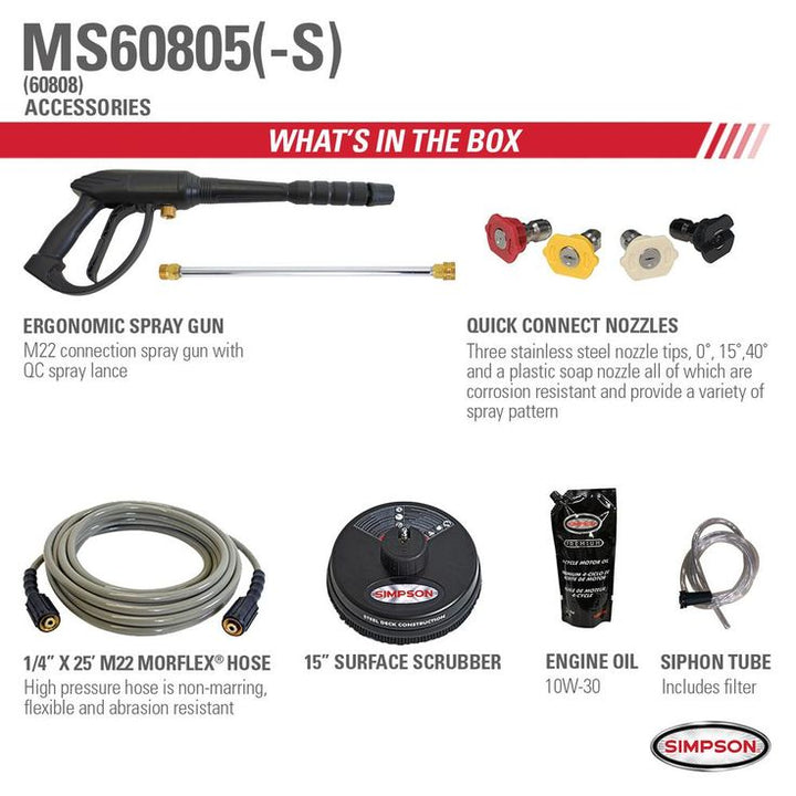 Simpson MegaShot MS60805-S 3000 PSI at 2.4 GPM HONDA GCV160 Cold Water Pressure Washer with Surface Scrubber