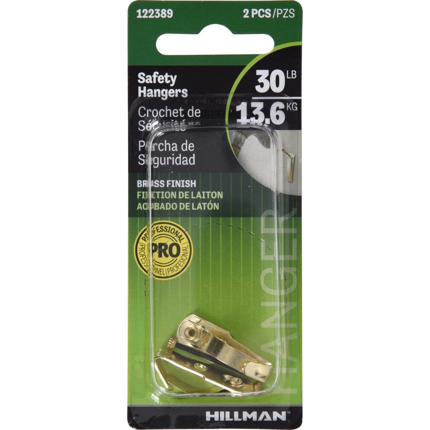 Hillman AnchorWire Brass-Plated Gold Safety Picture Hangers, 30 lb Capacity, 2-Pack