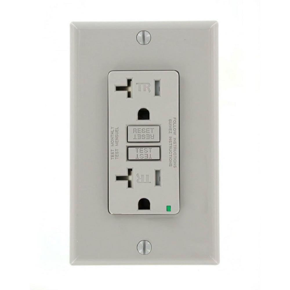 20 Amp 125-Volt Duplex SmarTest Self-Test Tamper Resistant GFCI Outlet, Black - Super Arbor