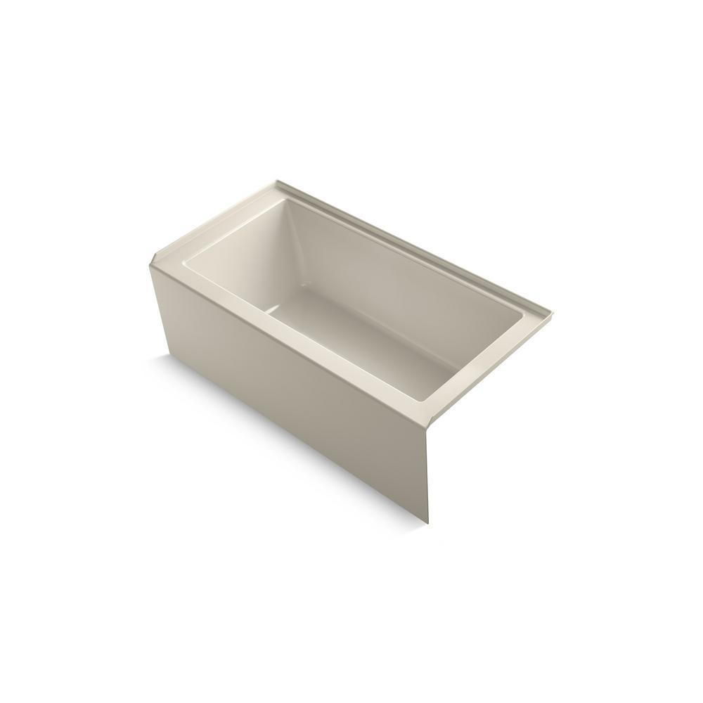 Underscore 60 in. Rectangular Alcove left Drain Bathtub in Ice Grey - Super Arbor