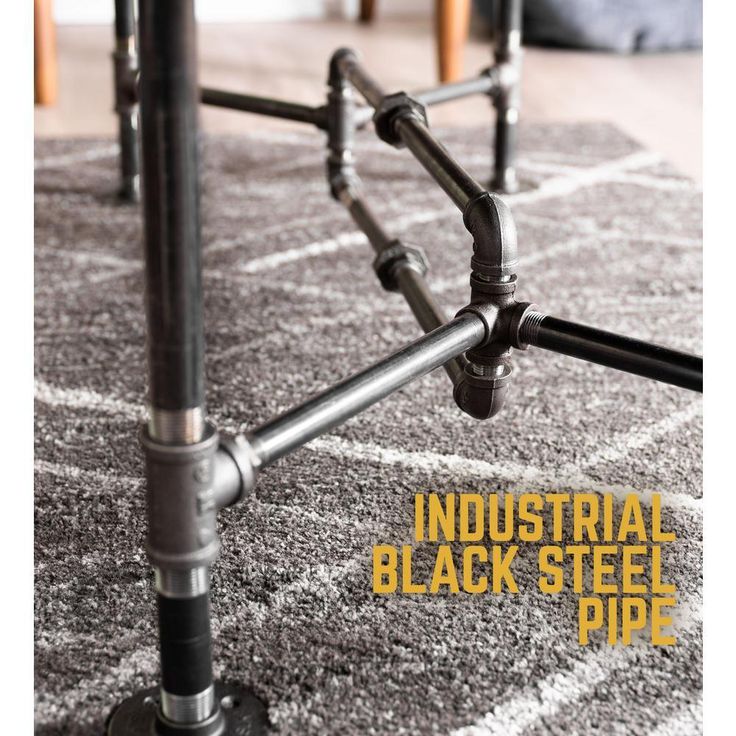3/4 in. x 3.8 ft. L x  16.5  in. H Black Steel Pipe Loop Design Coffee Table Kit