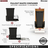 Rev-A-Shelf 50-Quart Plastic Soft Close Pull Out Trash Can