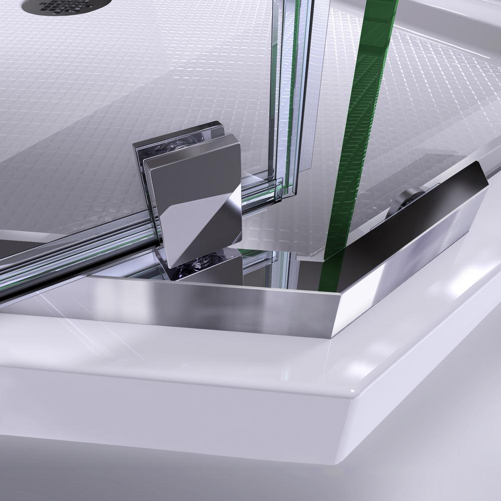 Prism 34.125 in. x 34.125 in. x 72 in. Semi-Frameless Neo-Angle Pivot Shower Enclosure in Brushed Nickel - Super Arbor