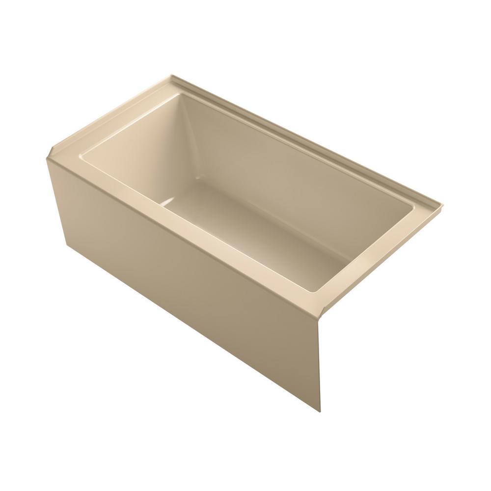 Underscore 60 in. Rectangular Alcove left Drain Bathtub in Ice Grey - Super Arbor