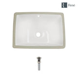 Rene 18.25 in. Undermount Bathroom Sink in White with Pop-Up Drain in Brushed Nickel