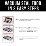 VC 300 Black and Silver Food Vacuum Sealer with Food Management App and Vacuum Bag Set