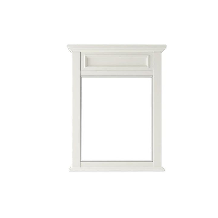 28 in. W x 36 in. H Framed Rectangular Beveled Edge Bathroom Vanity Mirror in Matte Pearl