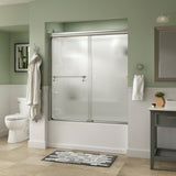 Portman 60 in. x 58-1/8 in. Semi-Frameless Traditional Sliding Bathtub Door in Bronze with Rain Glass - Super Arbor