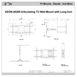 Full Motion TV Wall Mount with Included HDMI Cable, Fits 37 in. - 70 in. TV and VESA Compatible 600 mm x 400 mm - Super Arbor