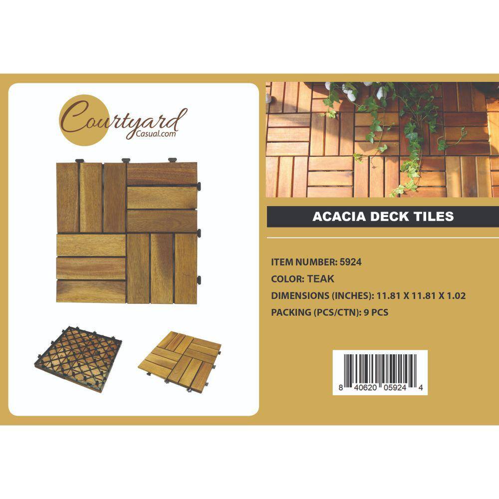 Courtyard Casual Parkay Pattern 12 in. x 12 in. Acacia Deck Tile in Teak Pack of 9