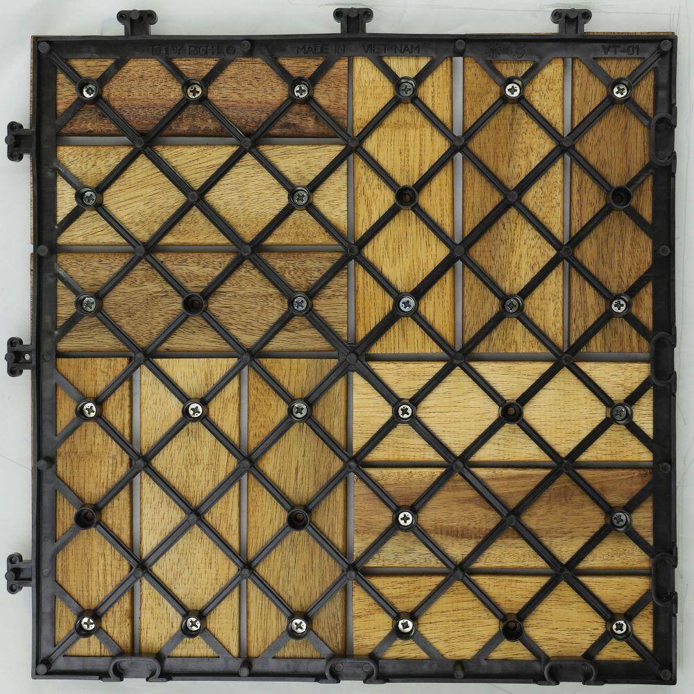 Courtyard Casual Parkay Pattern 12 in. x 12 in. Acacia Deck Tile in Teak Pack of 9