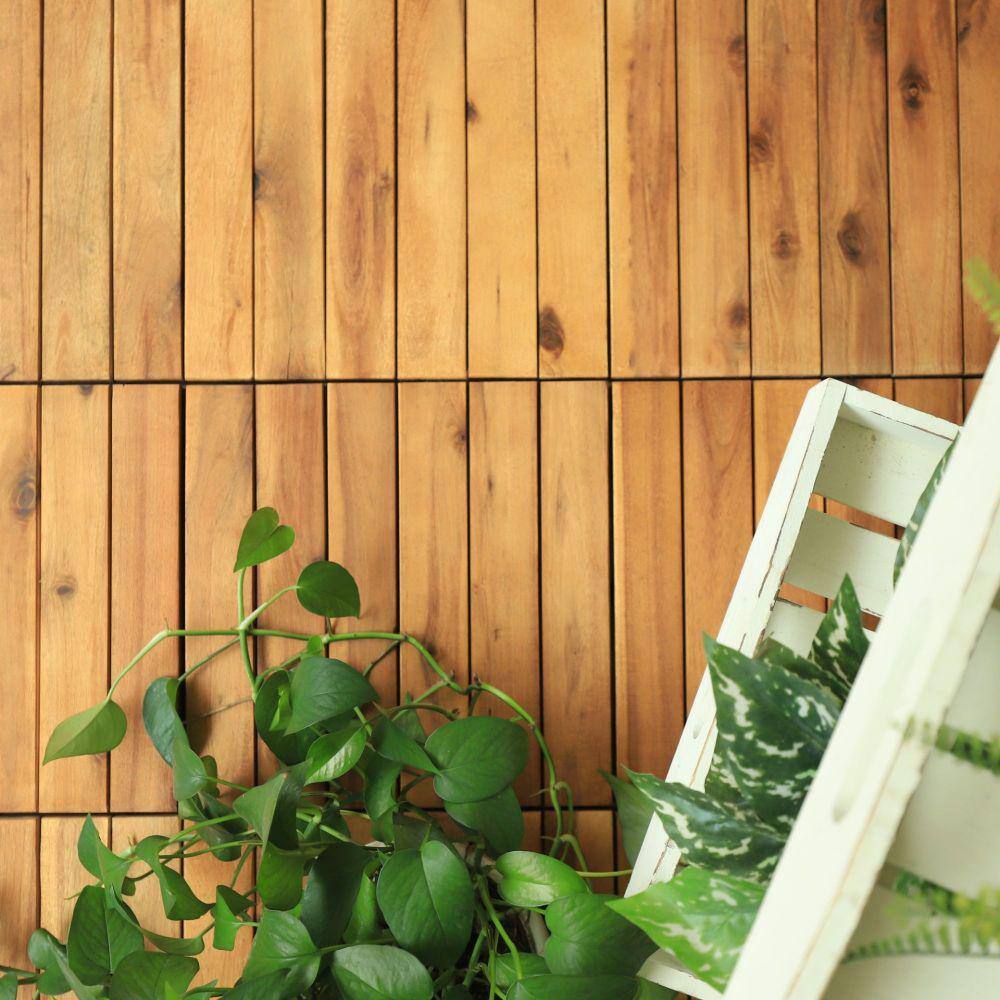 Courtyard Casual 12 in. x 12 in. Acacia Deck Tile in Teak (9 per Pack)