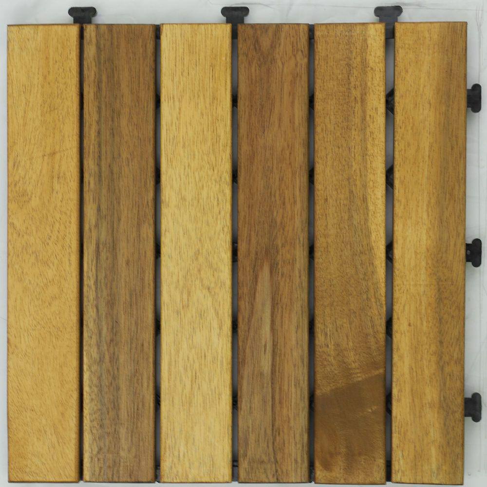 Courtyard Casual 12 in. x 12 in. Acacia Deck Tile in Teak (9 per Pack)