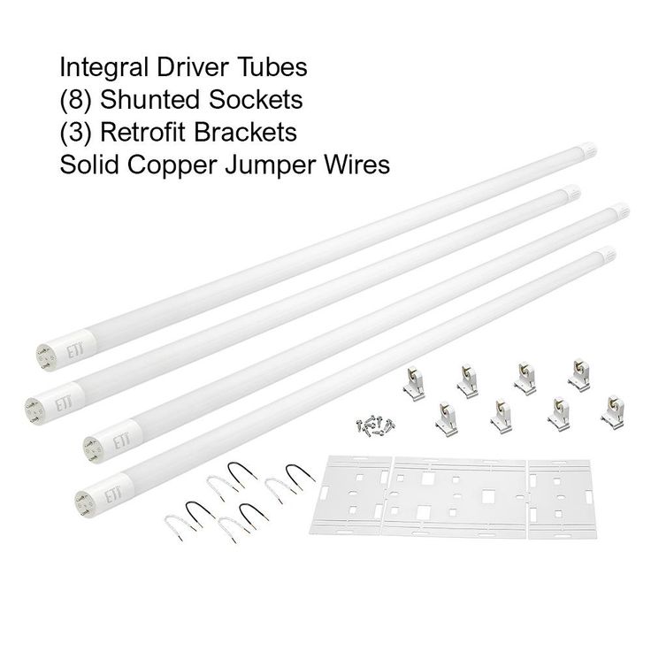 ETi 48-Watt 4 ft. Linear LED Tube Light Bulb Retrofit Conversion Kit Replaces 8 ft. T8 T12 Fluorescent Bulb 7200 Lumen 5000K