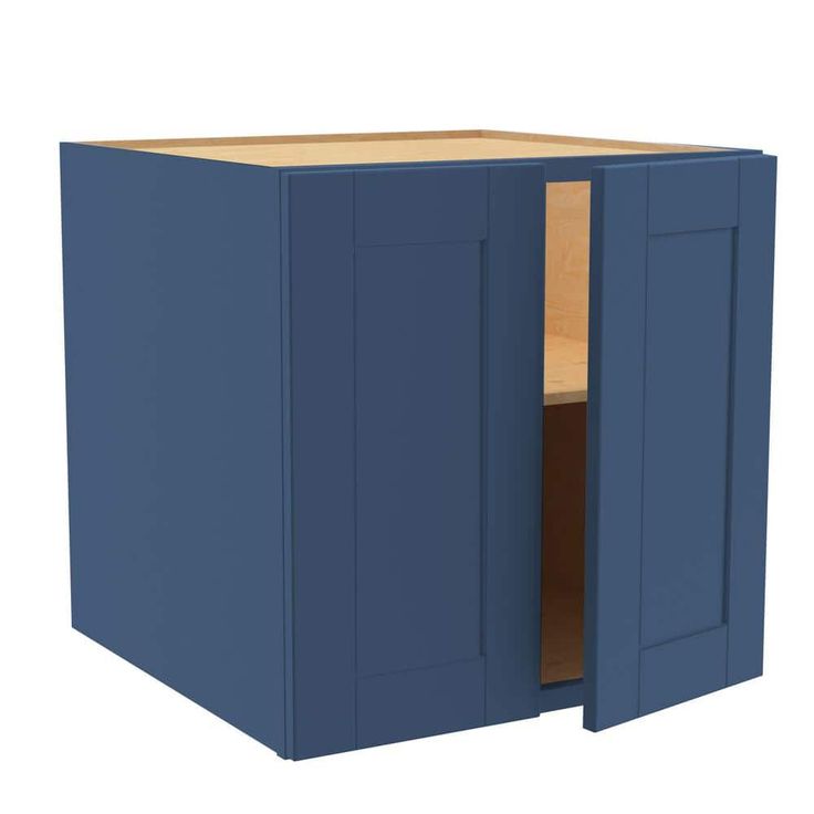 Home Decorators Collection Washington Vessel Blue Plywood Shaker Assembled Wall Kitchen Cabinet Soft Close 24 W in. 24 D in. 24 in. H