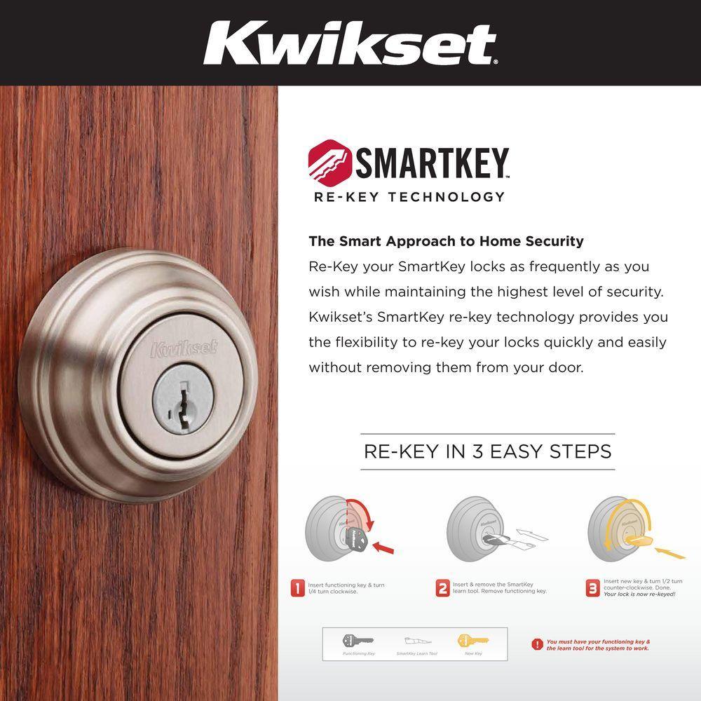 Juno Satin Nickel Exterior Entry Door Knob and Single Cylinder Deadbolt Combo Pack Featuring SmartKey Security - Super Arbor