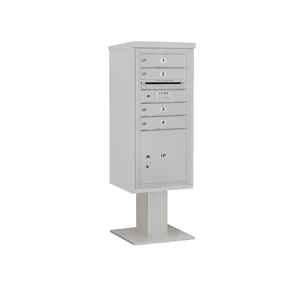3400 Horizontal Series 4-Compartment 1-Parcel Locker Pedestal Mount Mailbox - Super Arbor