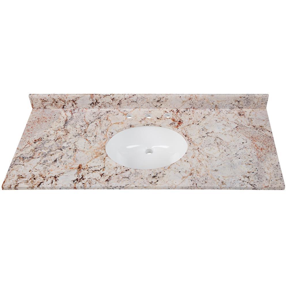 31 in. x 22 in. Stone Effects Vanity Top in Cascade with White Sink - Super Arbor