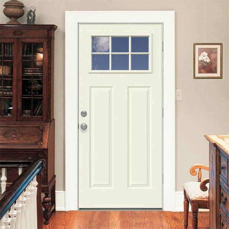 JELD-WEN 36 in. x 80 in. Primed Left-Hand Inswing 6 Lite Clear Steel Prehung Front Door