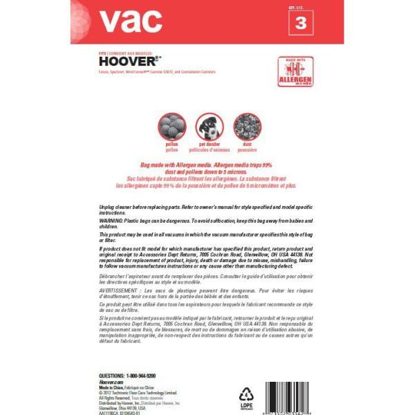 Vac Hoover Type S Allergen Bags (3-Pack) - Super Arbor