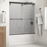 Lyndall 60 in. x 59-1/4 in. Frameless Mod Soft-Close Sliding Bathtub Door in Matte Black with 1/4 in. (6 mm) Clear Glass - Super Arbor
