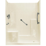 60 in. x 33 in. x 77 in. Freedom Low Threshold 3-Piece Shower Kit in White with Chrome Package Right Seat and Left Drain - Super Arbor
