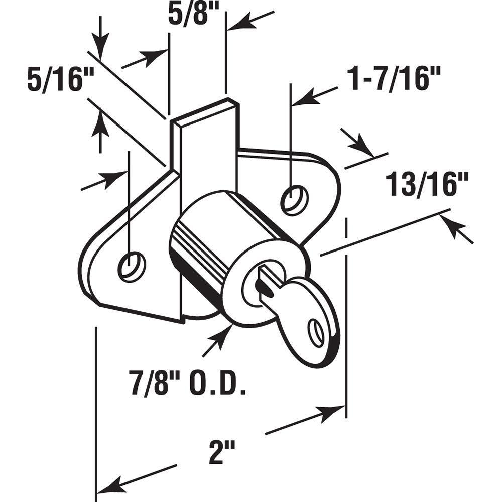 Drawer and Cabinet Lock, 7/8 in., Diecast, Brass Plated, Yale Keyway - Super Arbor