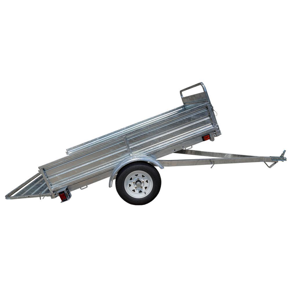 1639 lbs. Payload Capacity 4.5 ft. x 7.5 ft. Galvanized Steel Utility Trailer Kit with Bed Tilt and Collapsing Ends - Super Arbor