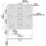 3 in. x 1/4 in. Satin Nickel Radius Door Hinge - Super Arbor