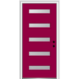 36 in. x 80 in. Davina Right-Hand Inswing 5-Lite Frosted Glass Painted Steel Prehung Front Door on 4-9/16 in. Frame - Super Arbor