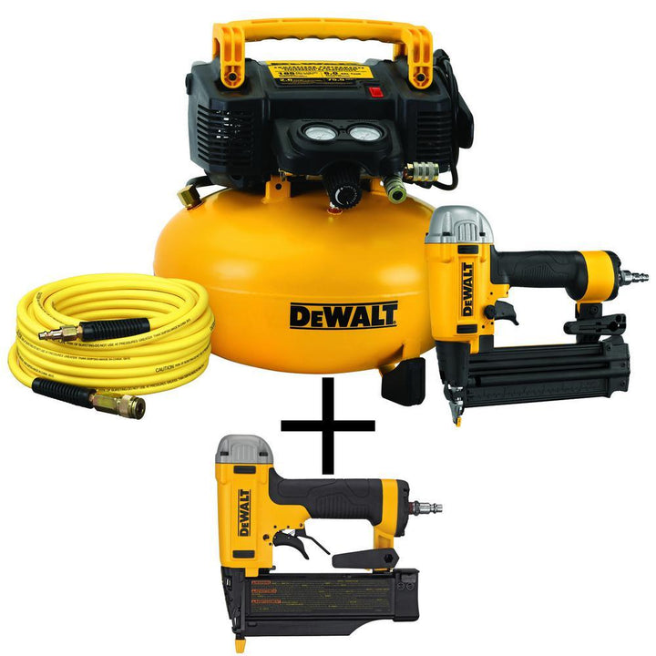 18-Gauge Brad Nailer and 6 Gal. Heavy Duty Pancake Electric Air Compressor Combo Kit with Bonus Pin Nailer - Super Arbor