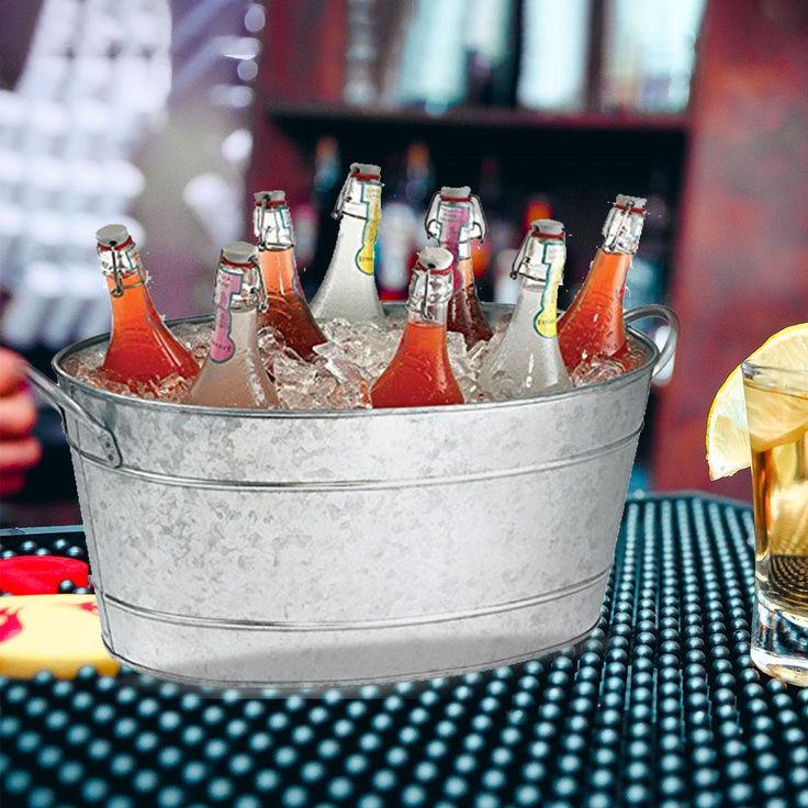 Galvanized Gray Beverage Tub with Handles
