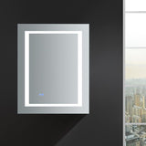 Spazio 24 in. W x 30 in. H Recessed or Surface Mount Medicine Cabinet with LED Lighting, Mirror Defogger and Right Hinge