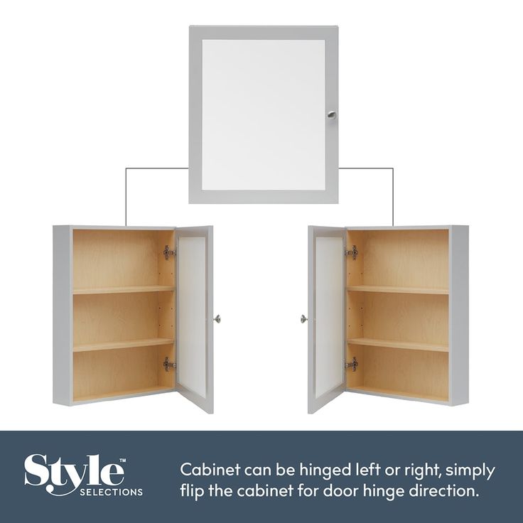 Style Selections 19.5-in x 23.7-in Rectangle Surface Mirrored Medicine Cabinet