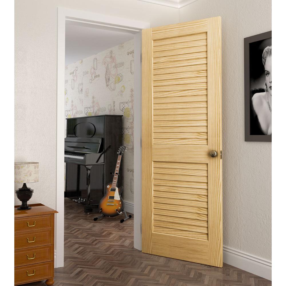 28 in. x 80 in. Unfinished Plantation Louver Louver Solid Core Wood Interior Door Slab - Super Arbor